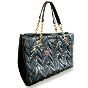 Kate Spade Black Briar Lane Quilted Dragonfly Embellished Meena Tote